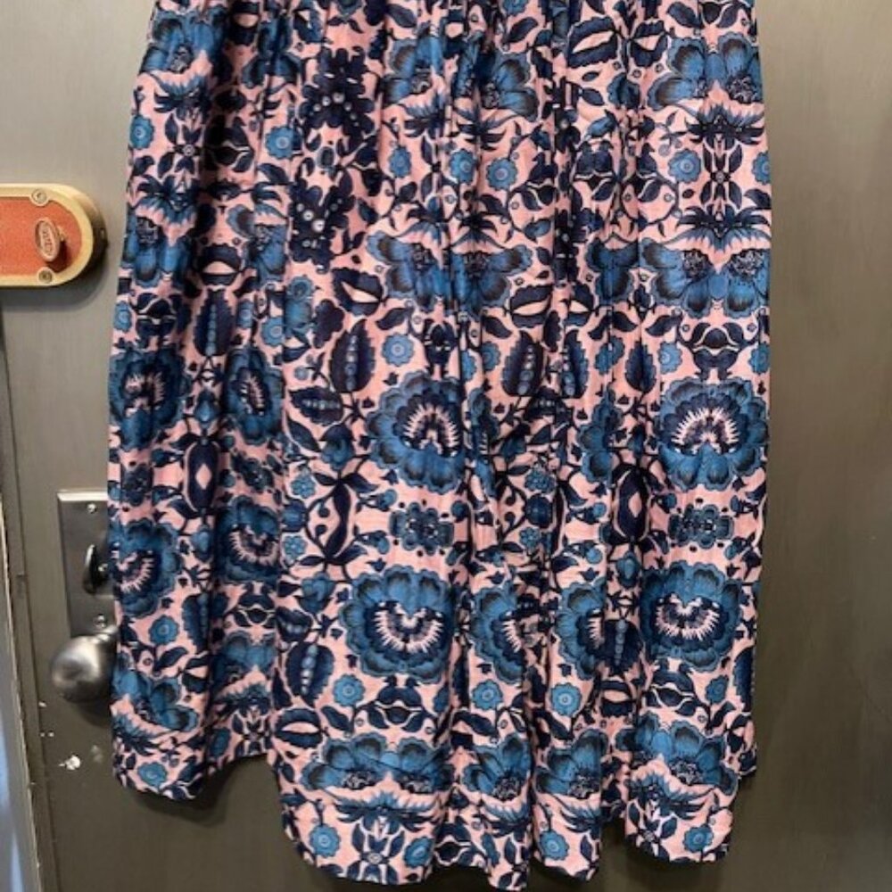 Taylor Retro Pink & Blue Floral Pleated Dress With Pockets Spaghetti Straps - Picture 6 of 16